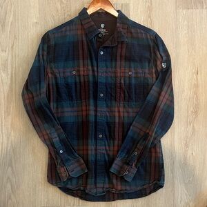 Kuhl Men's Plaid Button Down Shirt - Blue and Brown